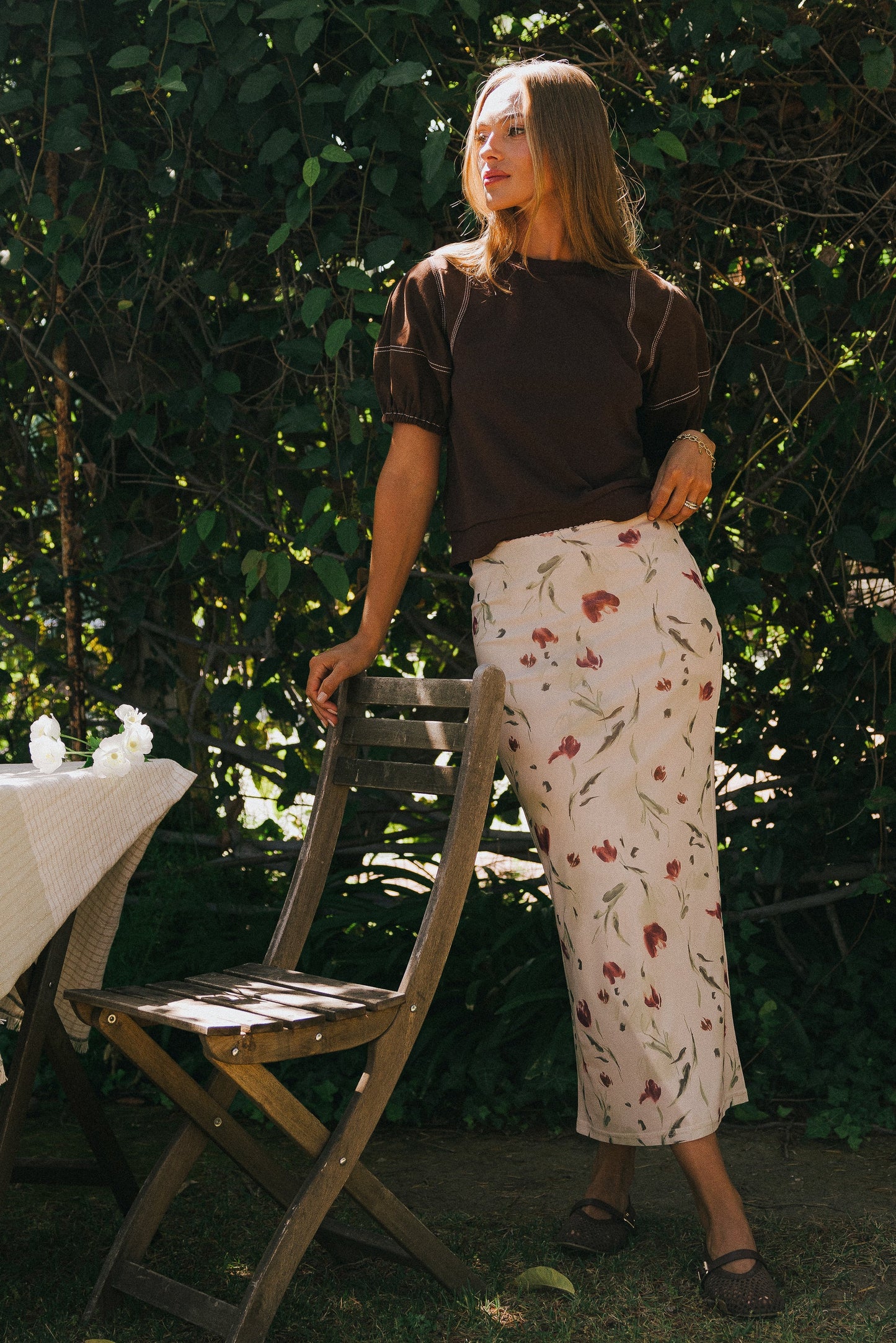 Aspen Puff Sleeve Top in Brown - FINAL SALE