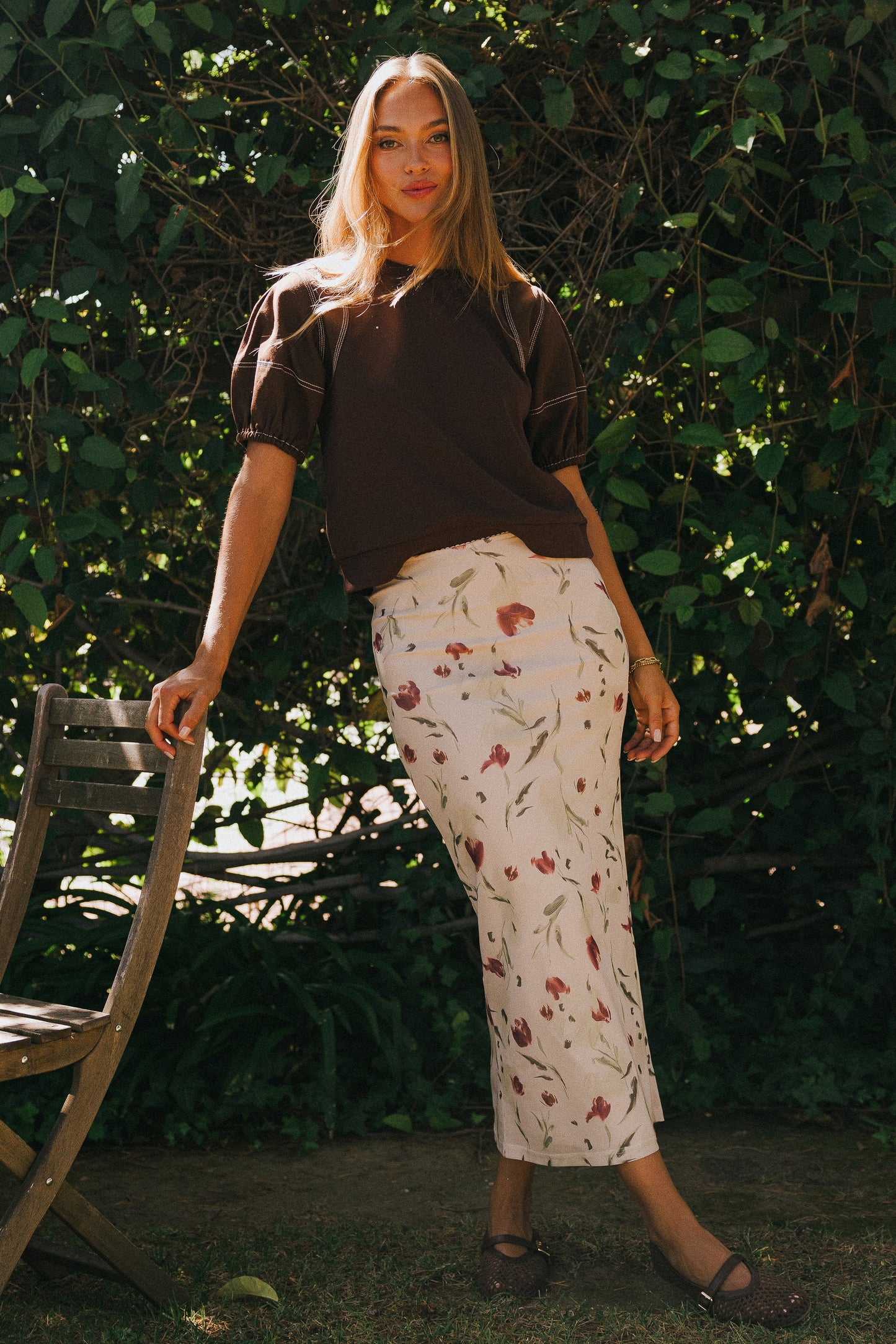 Aspen Puff Sleeve Top in Brown - FINAL SALE