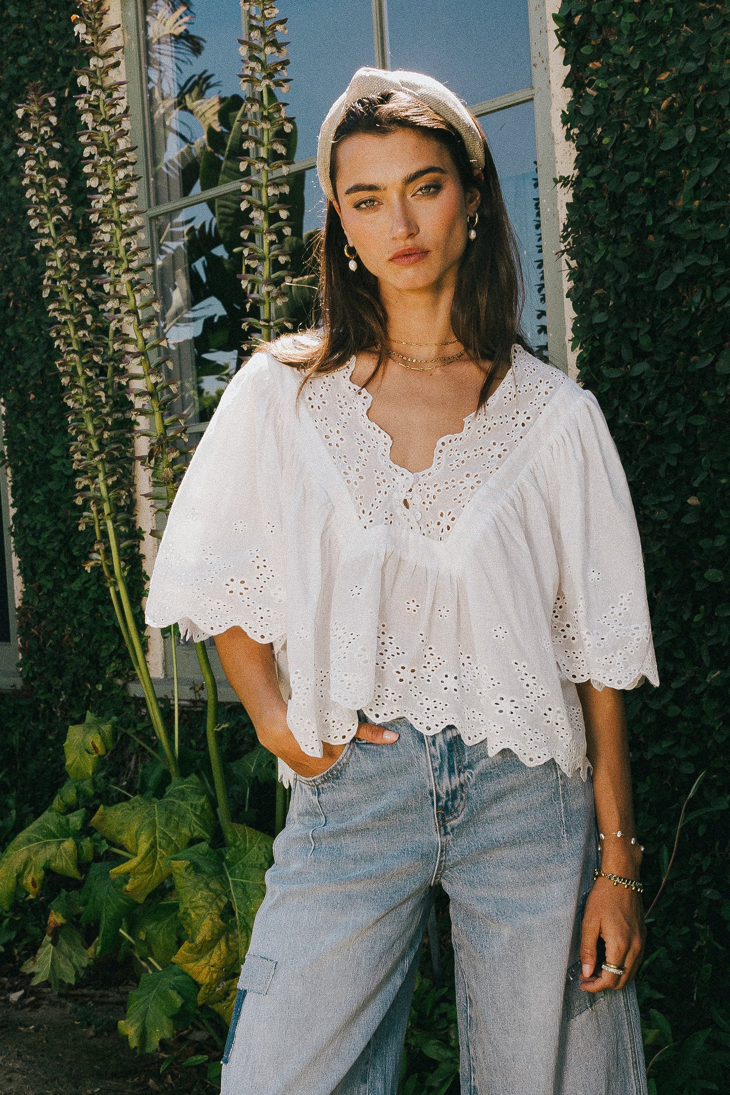 Faye Embroidered Blouse in White - FINAL SALE