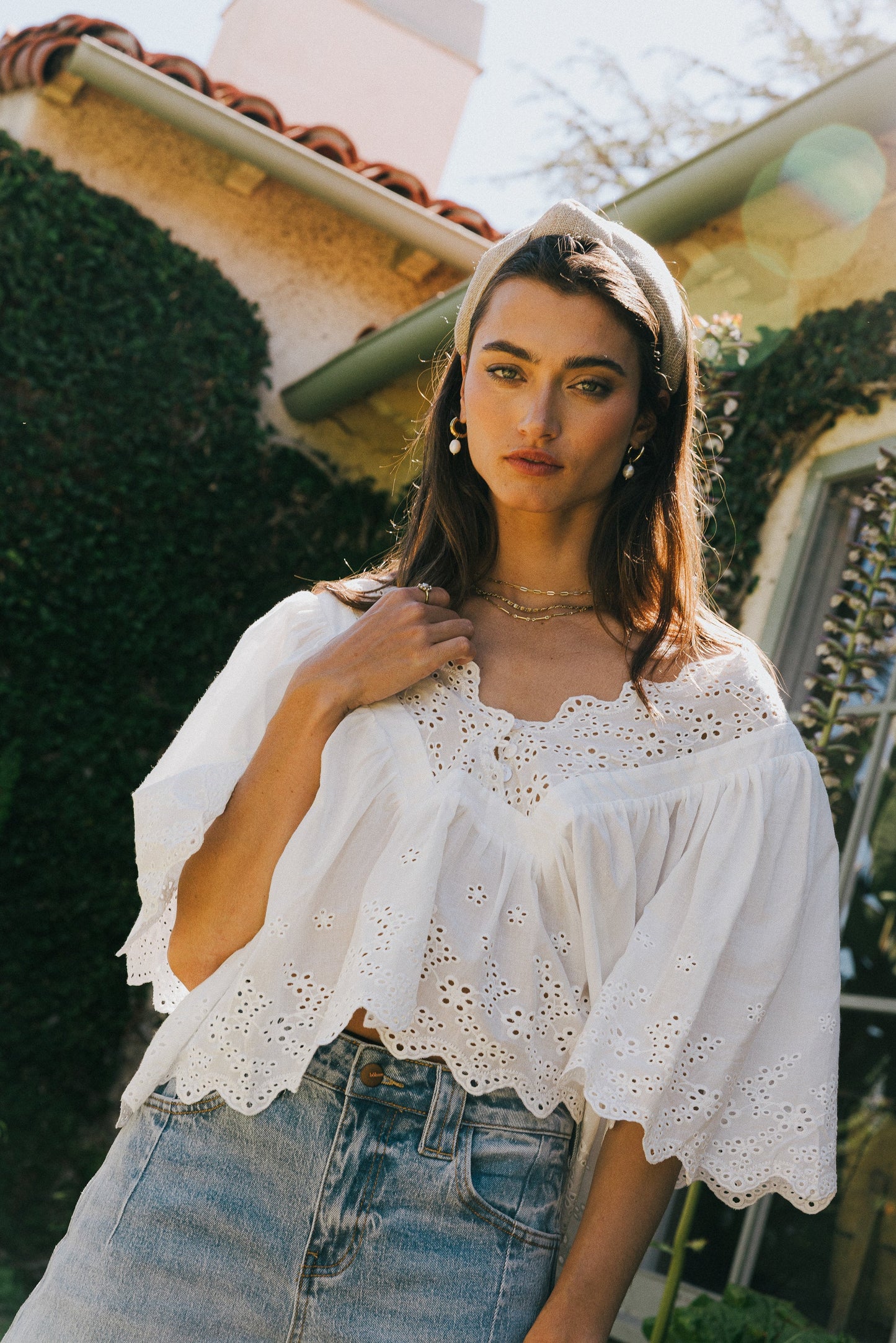 Faye Embroidered Blouse in White - FINAL SALE