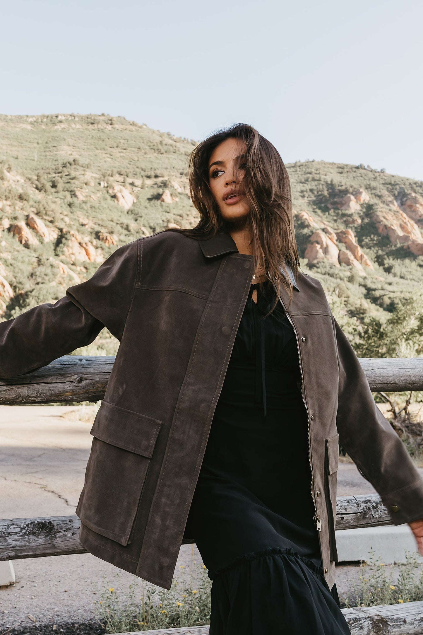 Carly Vegan Leather Jacket in Dark Olive - FINAL SALE