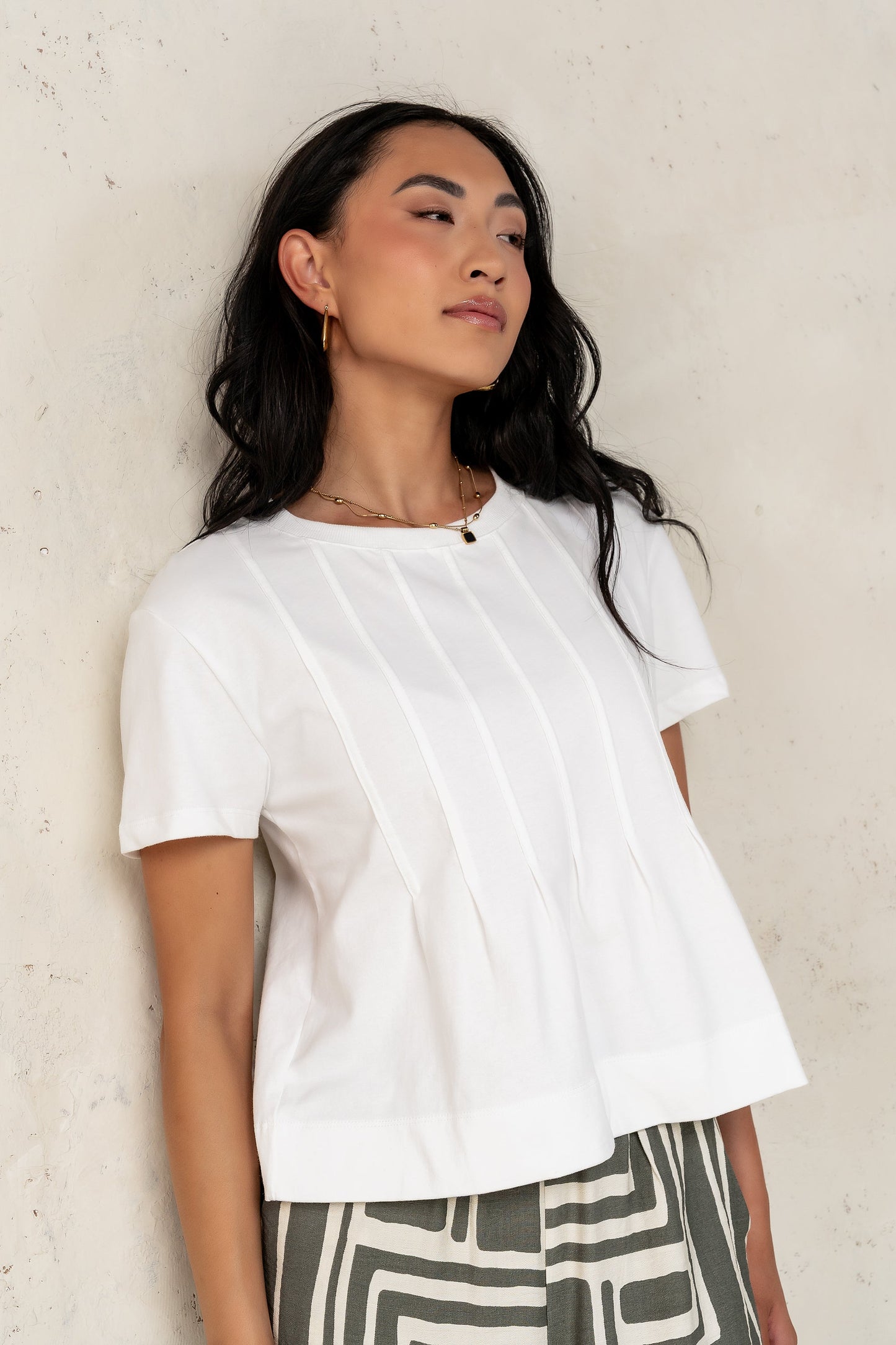 Cattelain Pleated Top in Ivory