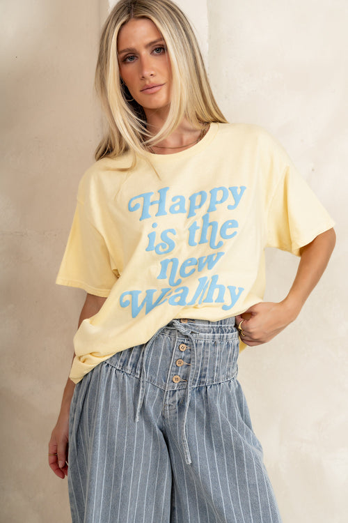 Happy Is The New Wealthy Graphic Tee - FINAL SALE