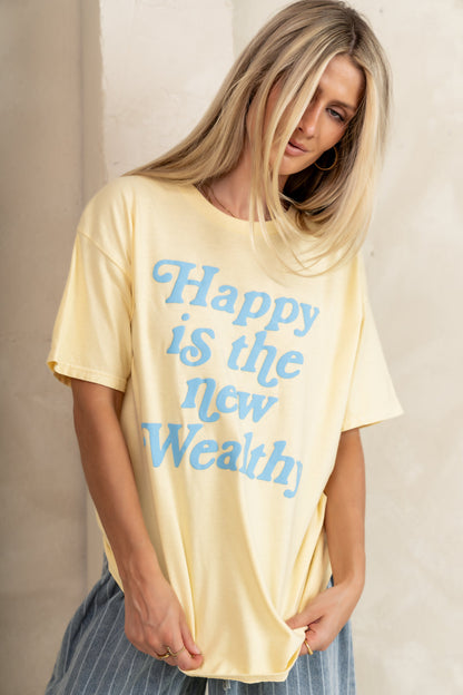 Happy Is The New Wealthy Graphic Tee - FINAL SALE