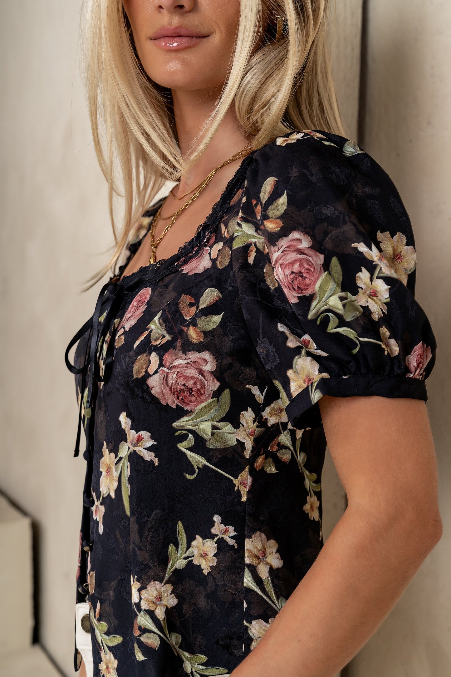 Faith Floral Blouse in Black - FINAL SALE