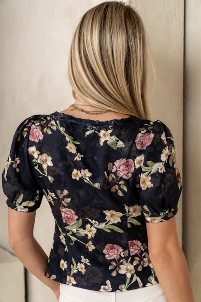 Faith Floral Blouse in Black - FINAL SALE