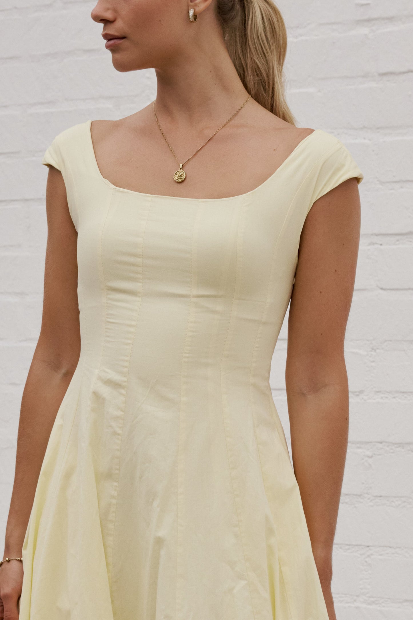 Colin Midi Dress in Butter Yellow