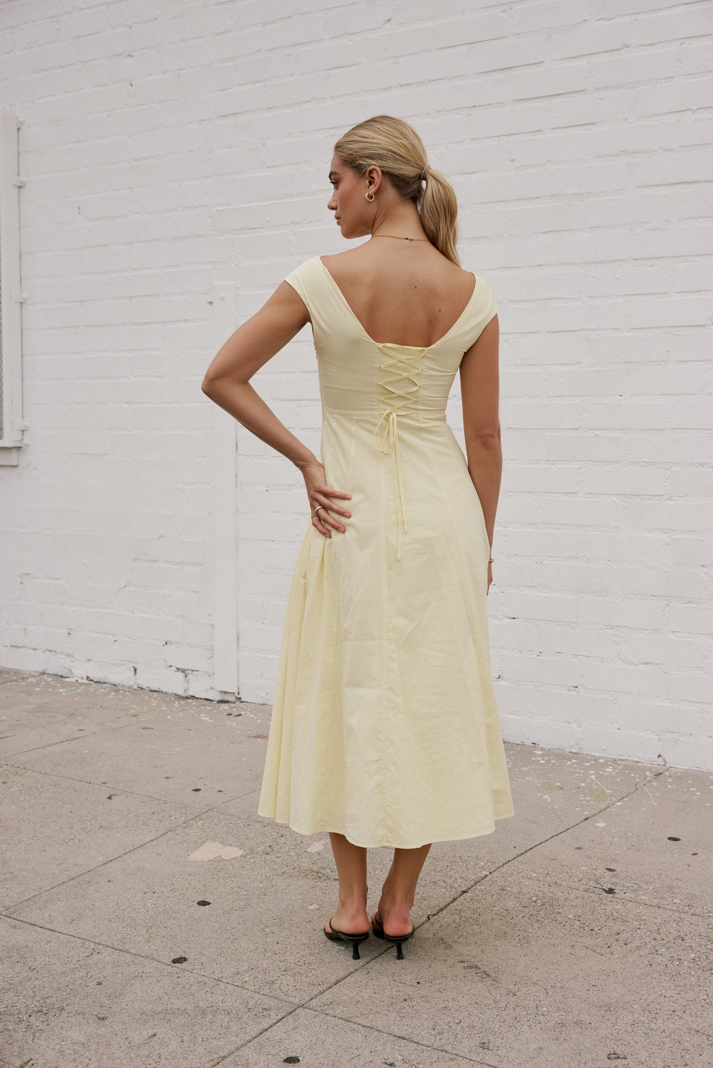 Colin Midi Dress in Butter Yellow
