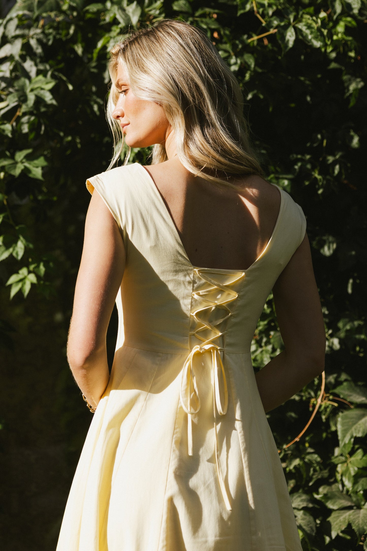 Colin Midi Dress in Butter Yellow