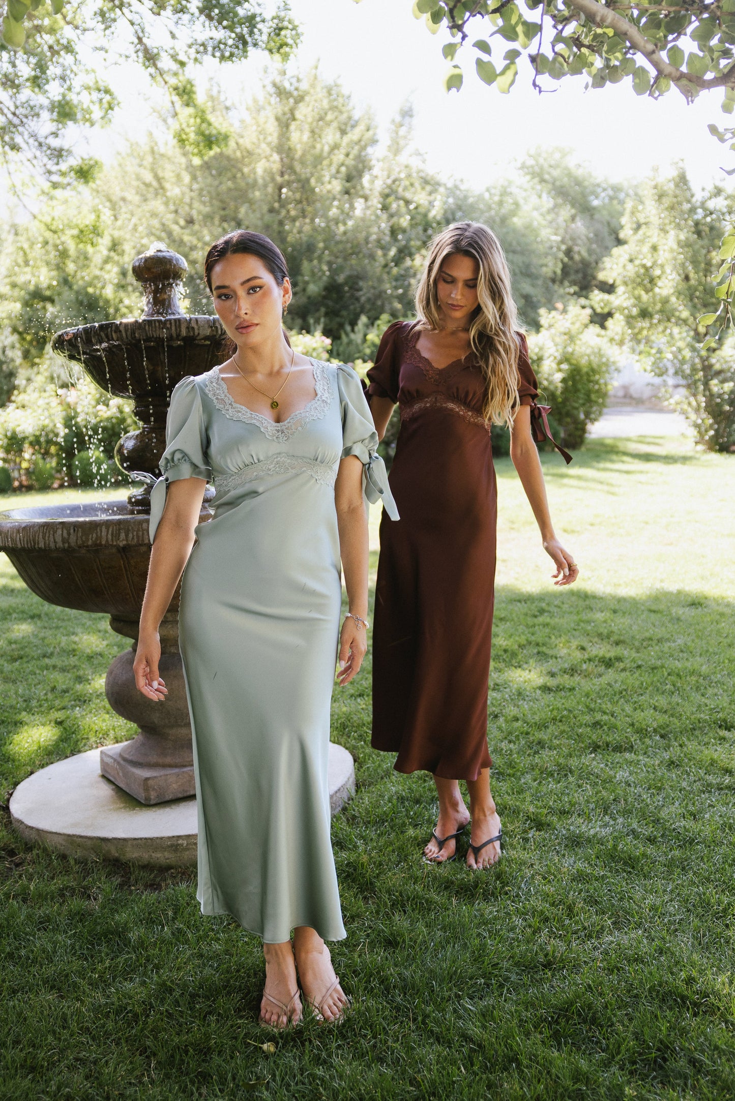 Amanda Lace Trim Maxi Dress in Light Sage - FINAL SALE