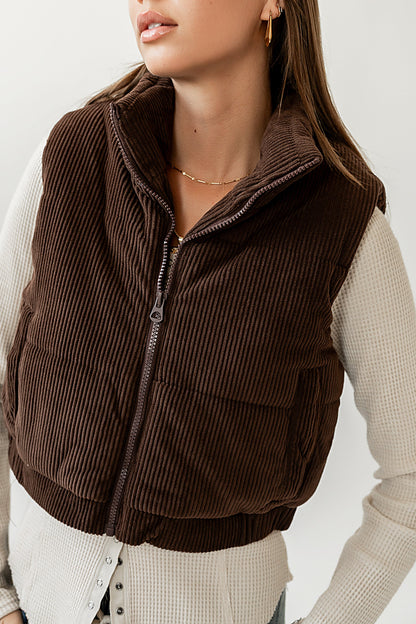August Corduroy Vest in Brown - FINAL SALE