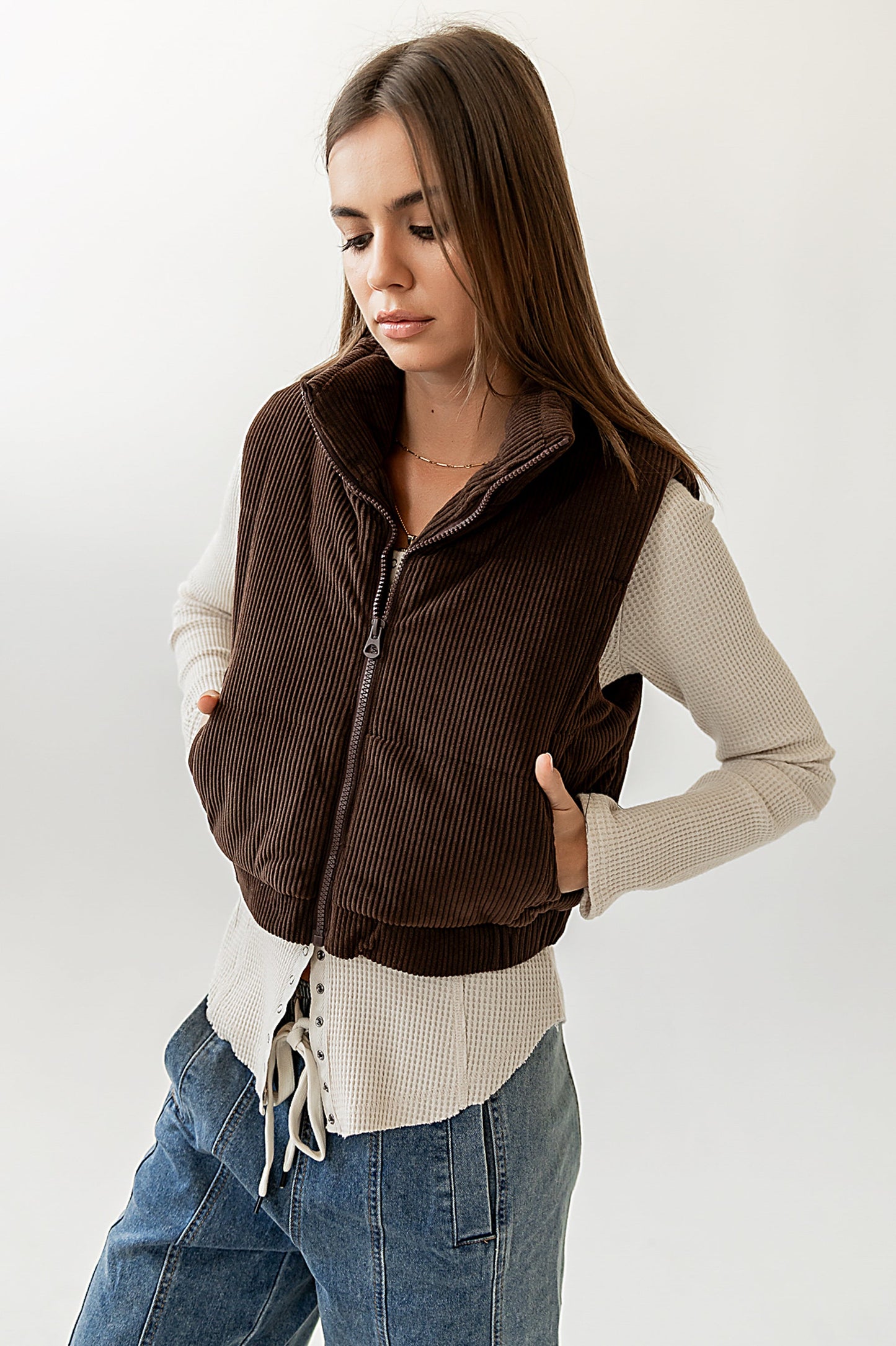 August Corduroy Vest in Brown - FINAL SALE