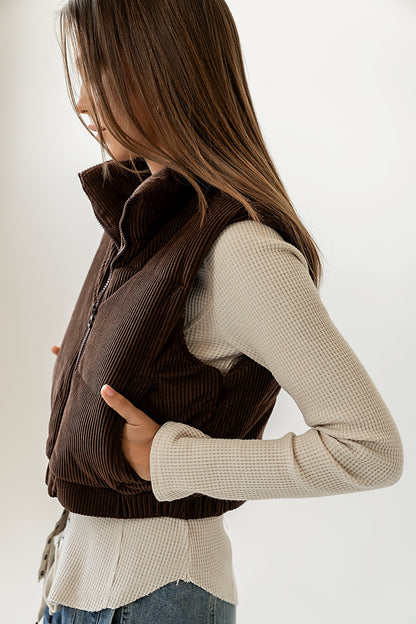 August Corduroy Vest in Brown - FINAL SALE