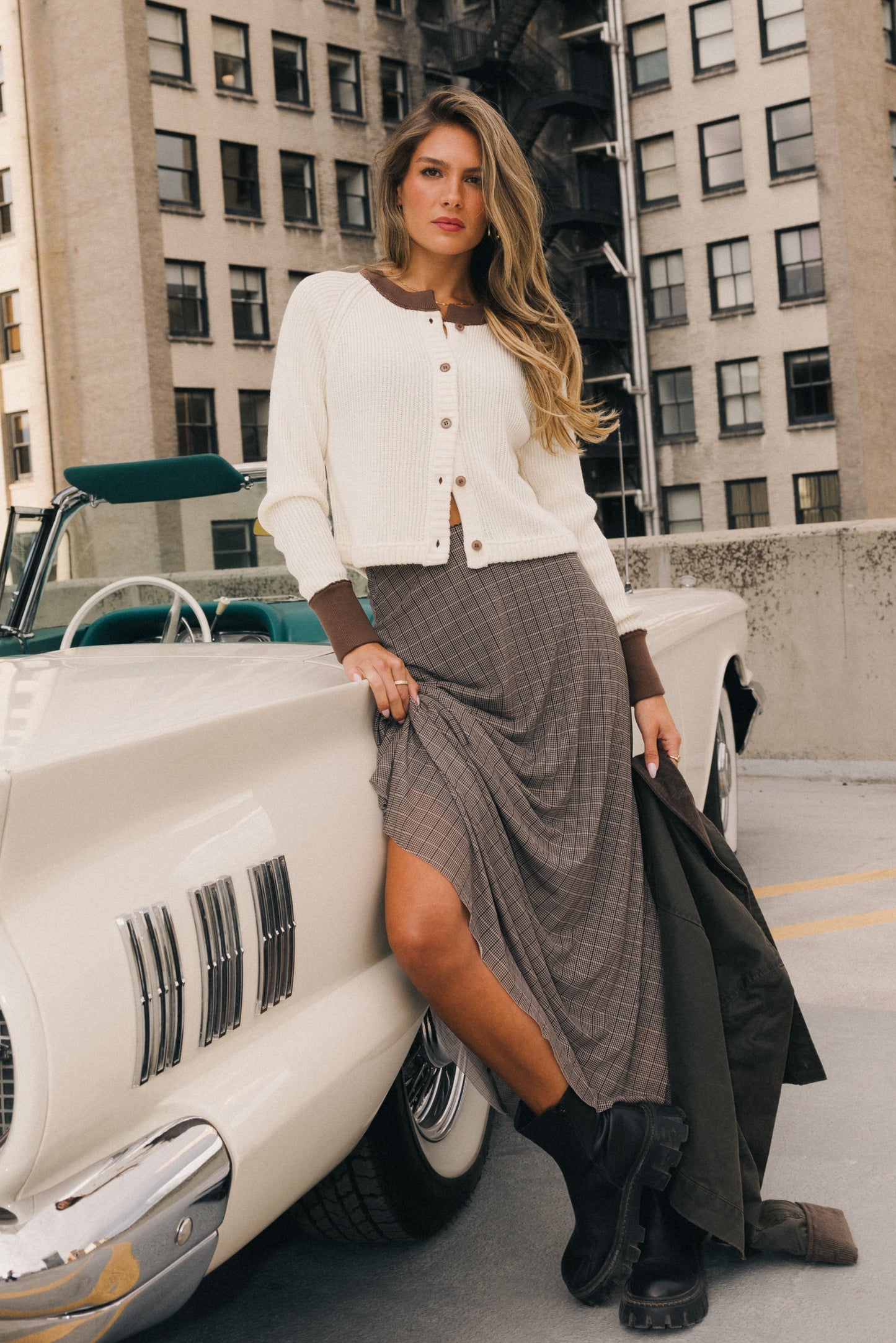 Ella Contrast Cardigan in Cream - FINAL SALE