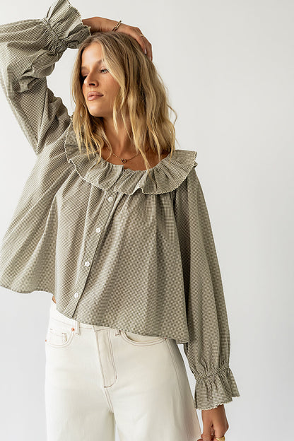 Ayla Gingham Blouse in Green