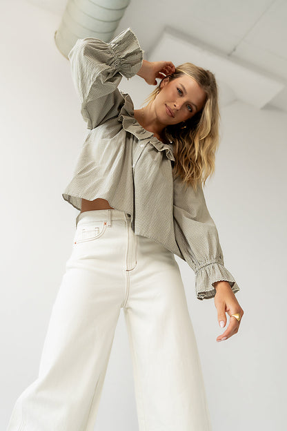 Ayla Gingham Blouse in Green