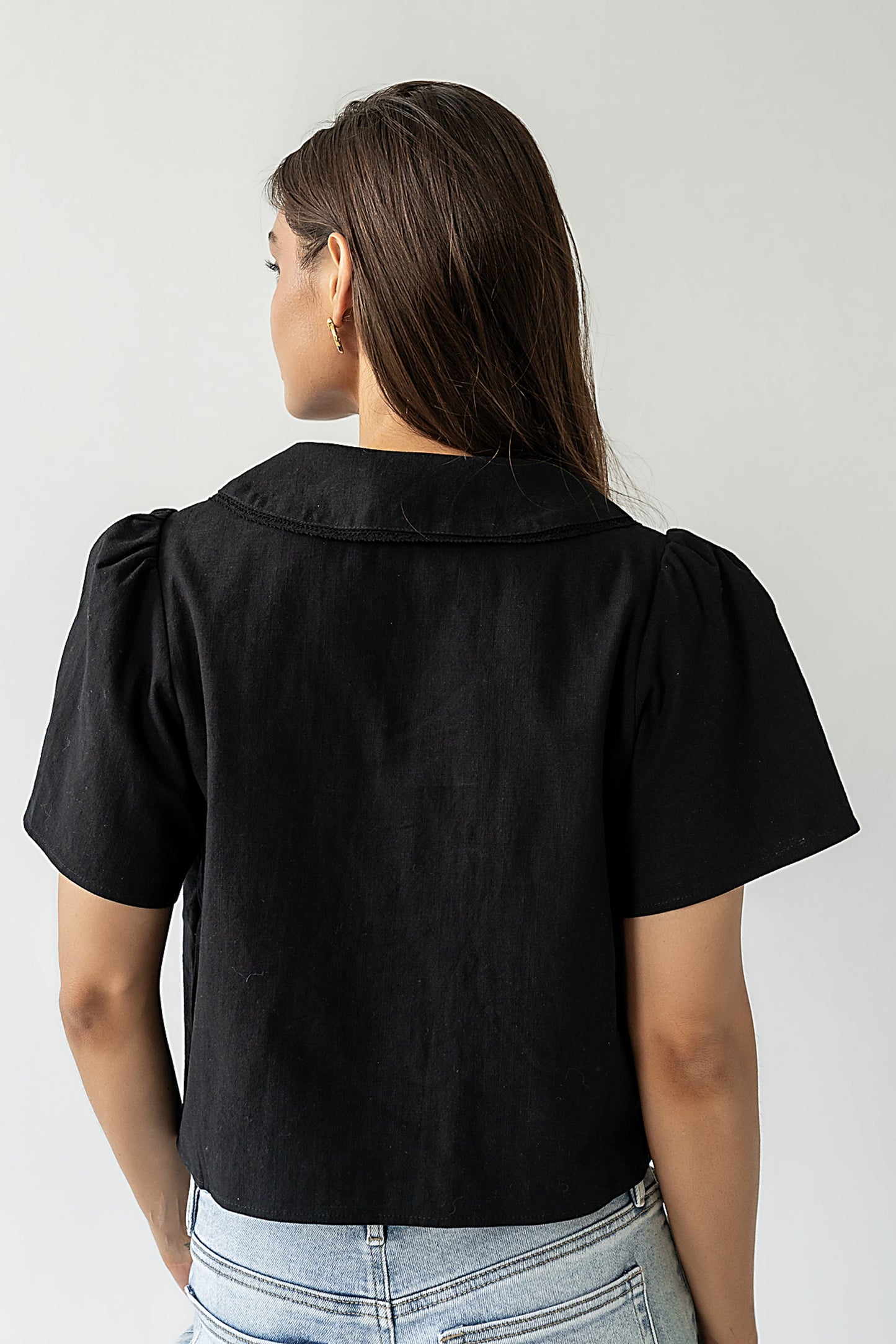 Ethan Tie Front Blouse in Black - FINAL SALE