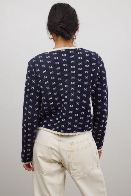 Courtney Scalloped Cardigan in Navy - FINAL SALE