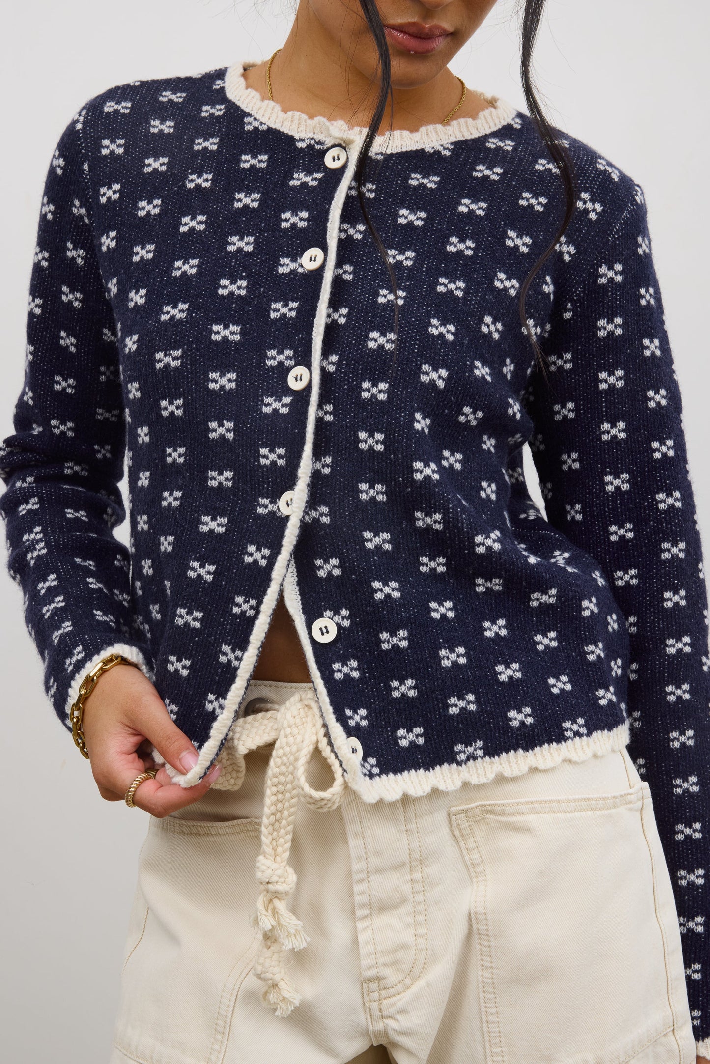 Courtney Scalloped Cardigan in Navy - FINAL SALE