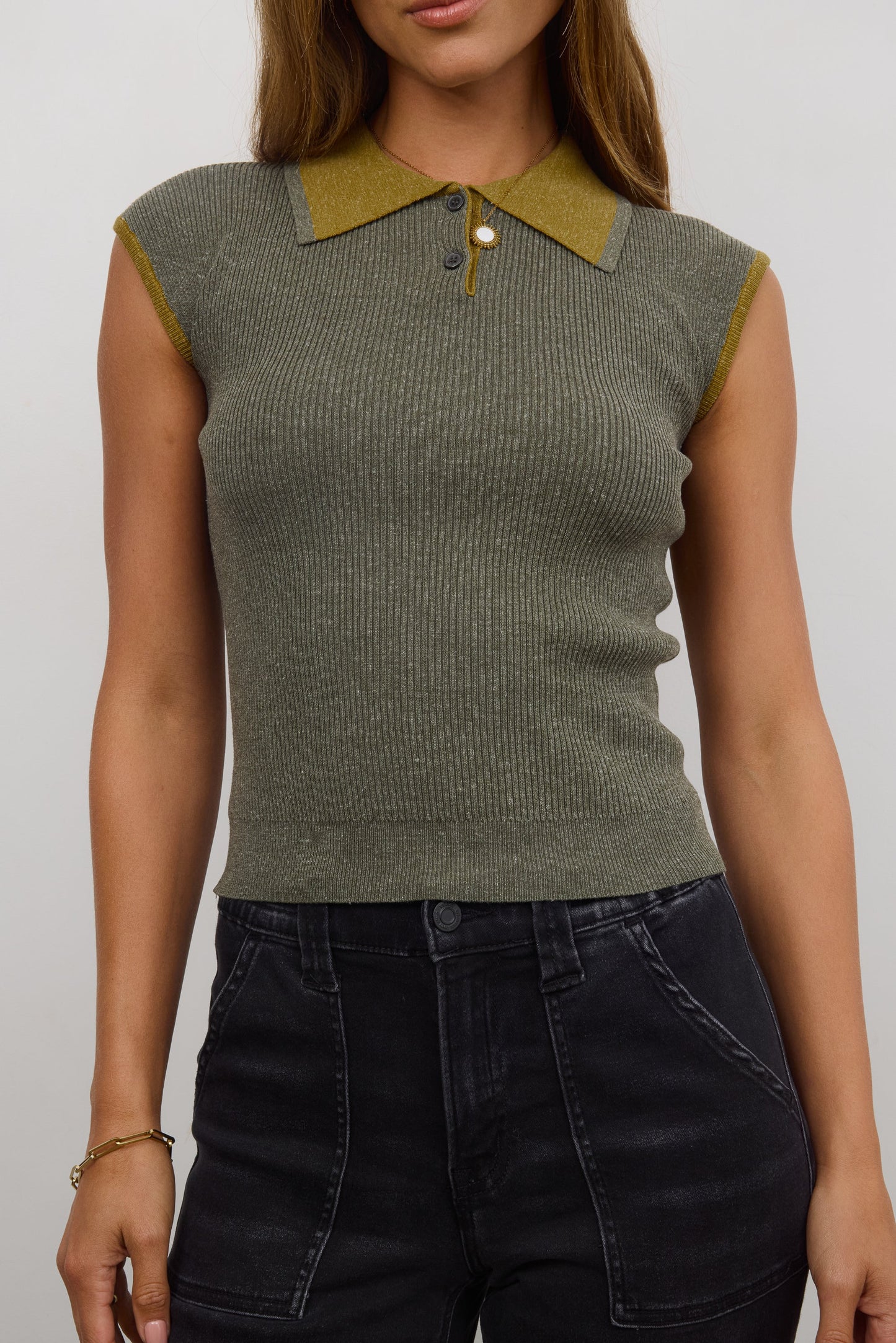 Becca Ribbed Top in Olive - FINAL SALE