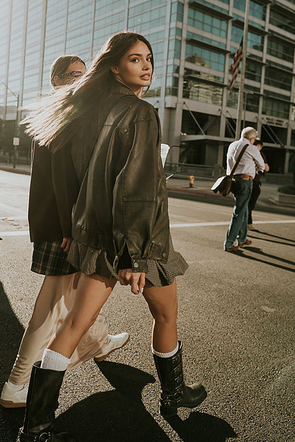 Brecken Vegan Leather Jacket in Brown - FINAL SALE