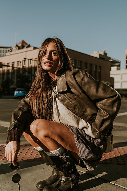 Brecken Vegan Leather Jacket in Brown - FINAL SALE