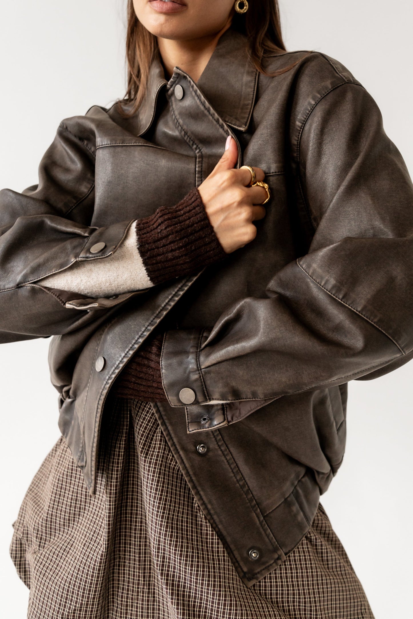 Brecken Vegan Leather Jacket in Brown - FINAL SALE