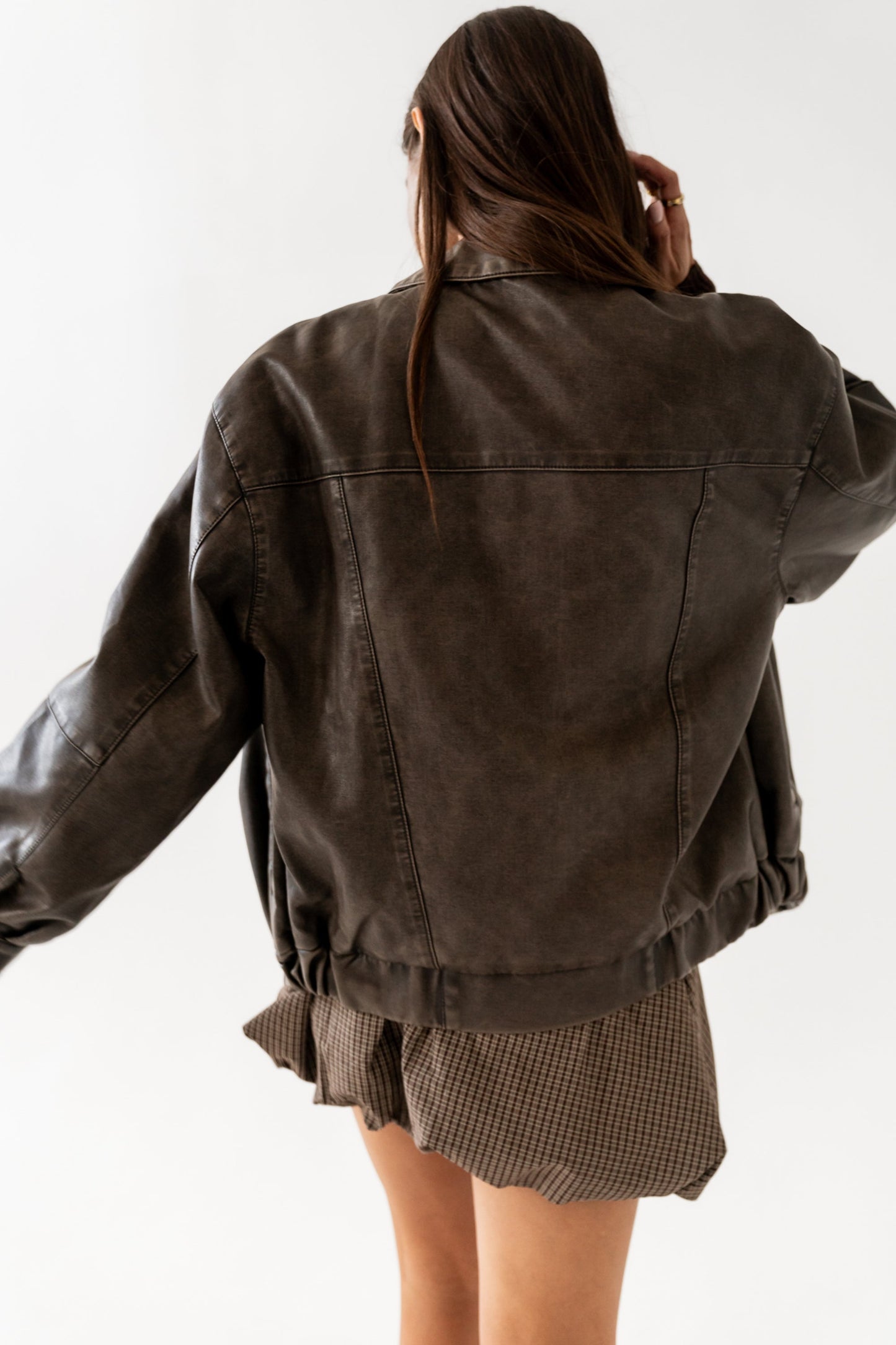 Brecken Vegan Leather Jacket in Brown - FINAL SALE