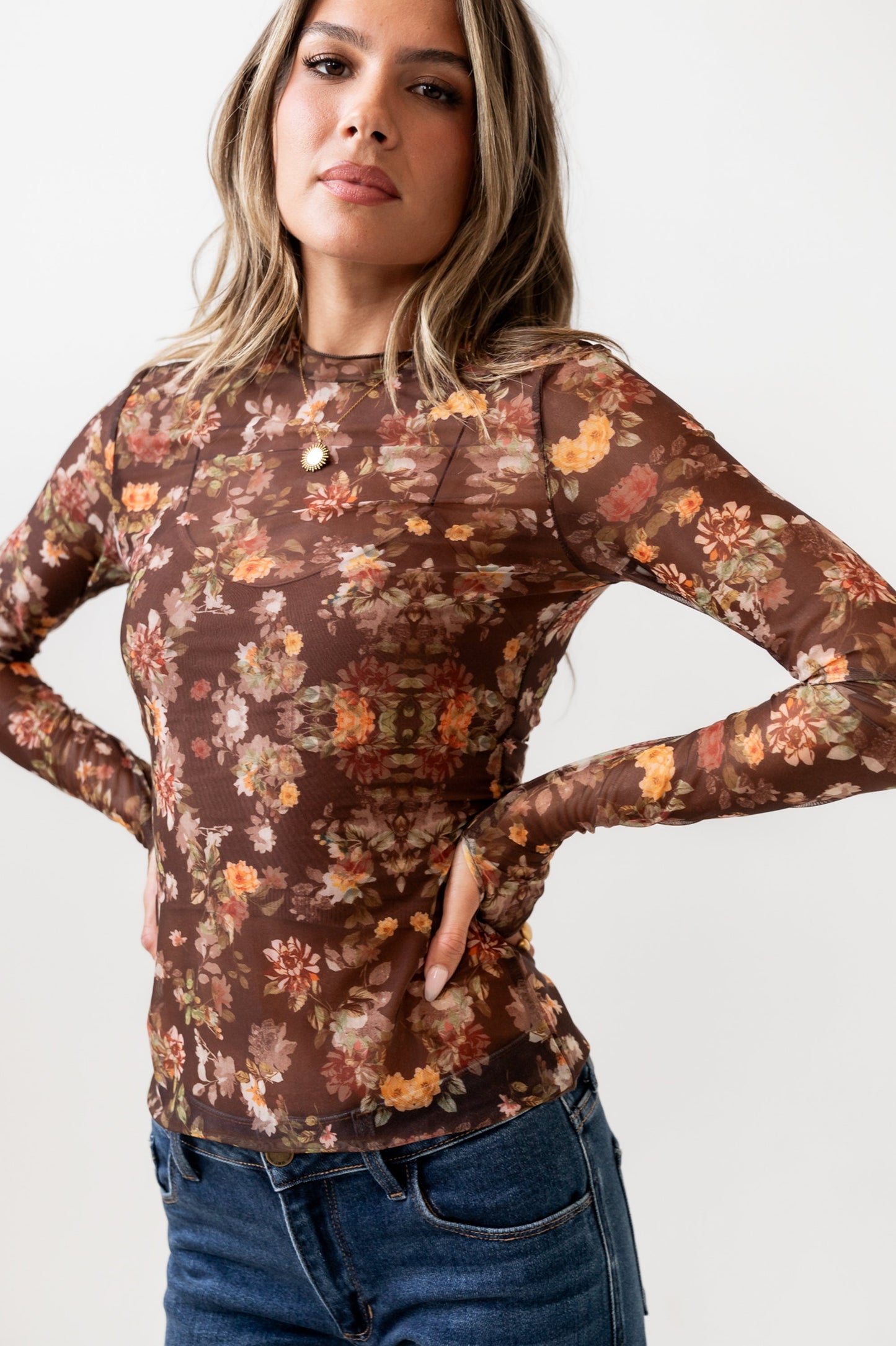 Amari Floral Mesh Top - FINAL SALE