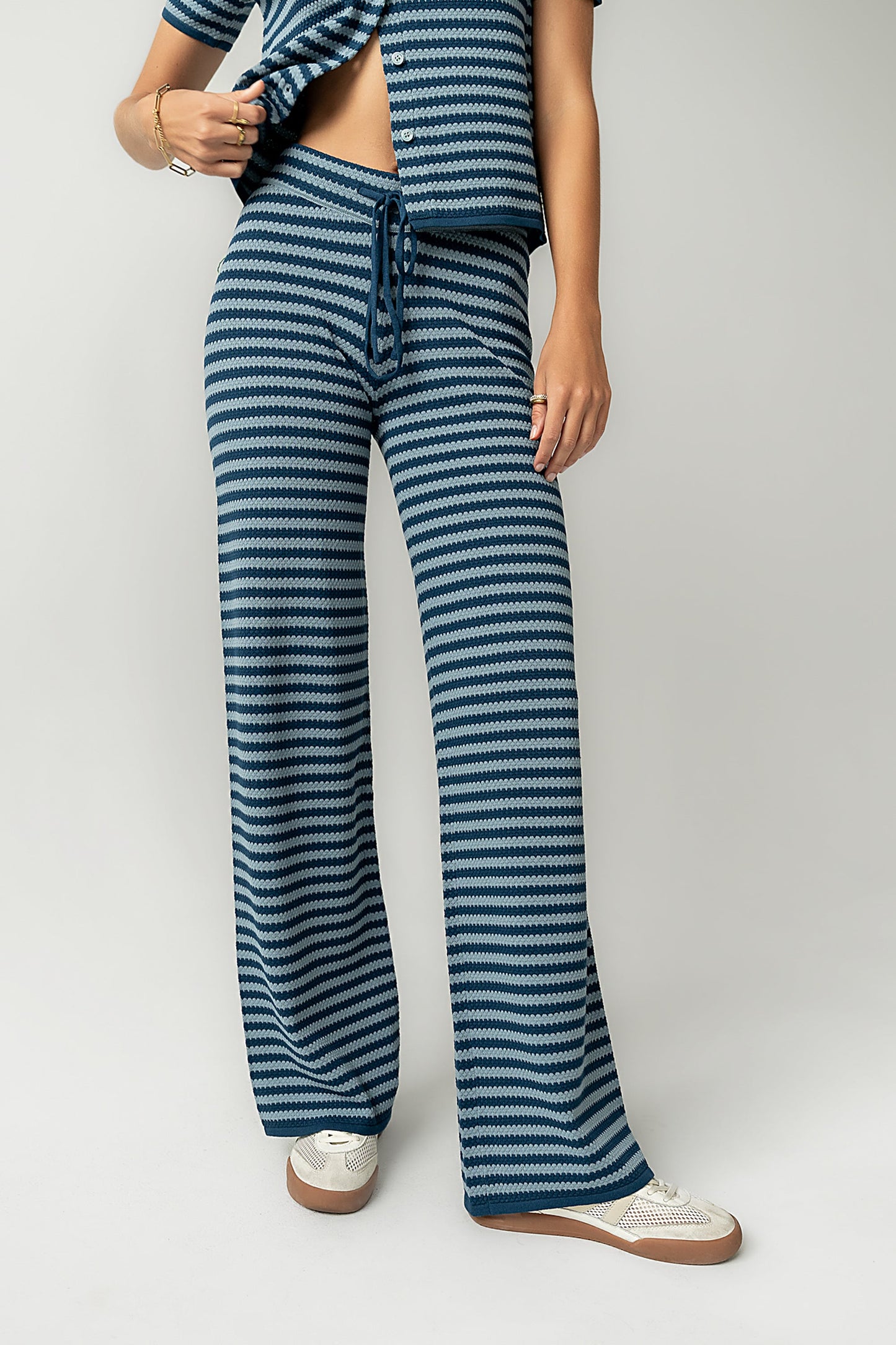 Ireland Striped Wide Leg Pants in Blue - FINAL SALE