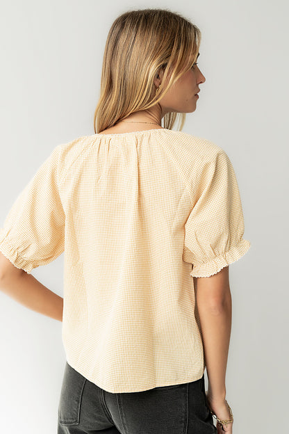 Benny Gingham Blouse in Yellow