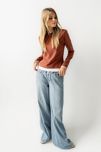 Destiny Double Layer Top in Rust - FINAL SALE