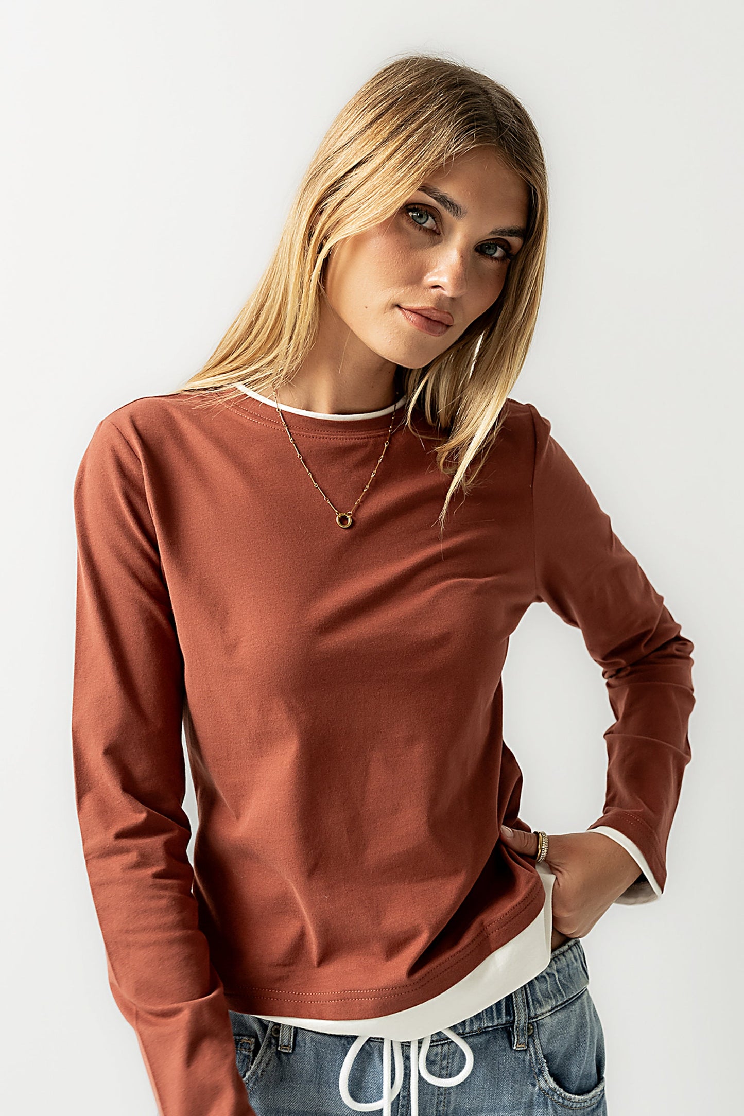 Destiny Double Layer Top in Rust - FINAL SALE