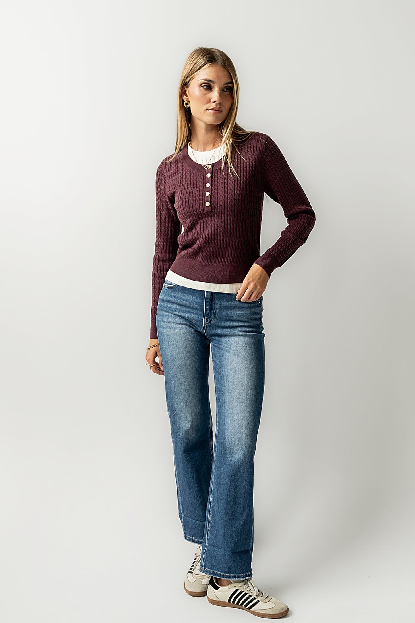 Bruce Double Layer Sweater in Plum - FINAL SALE