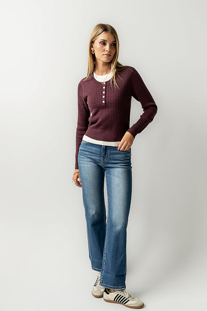 Bruce Double Layer Sweater in Plum - FINAL SALE