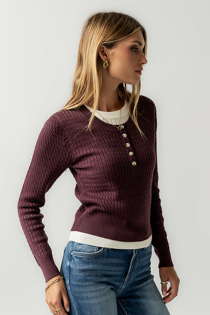Bruce Double Layer Sweater in Plum - FINAL SALE