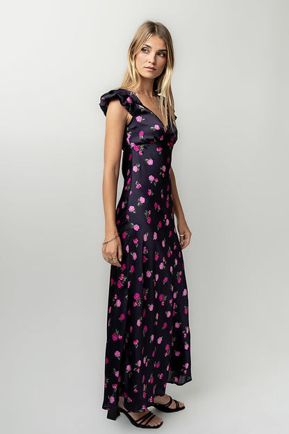 Asa Floral Maxi Dress in Plum - FINAL SALE