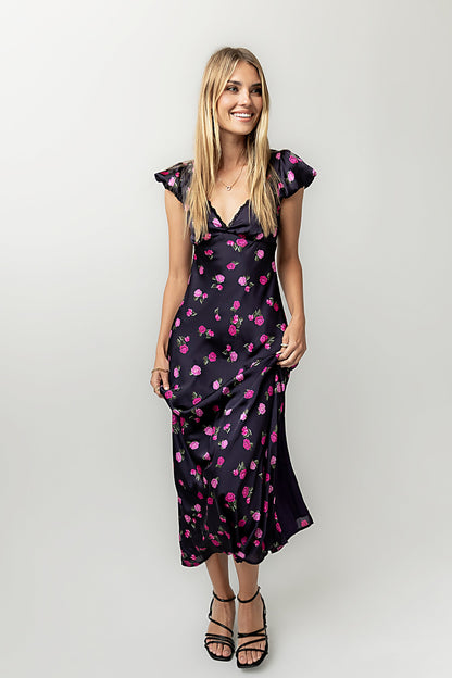 Asa Floral Maxi Dress in Plum - FINAL SALE