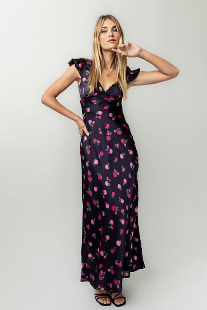 Asa Floral Maxi Dress in Plum - FINAL SALE