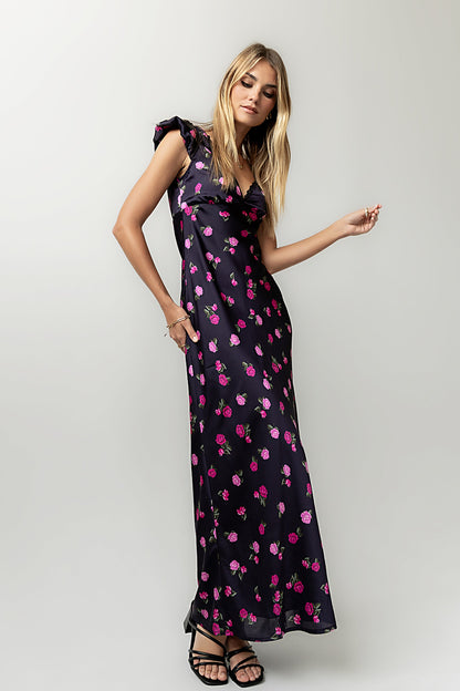 Asa Floral Maxi Dress in Plum - FINAL SALE