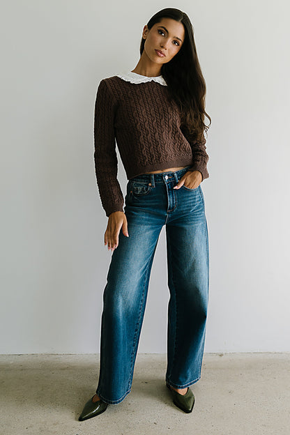 Hayley Collared Sweater in Brown - FINAL SALE