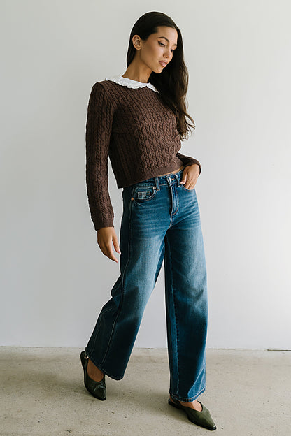 Hayley Collared Sweater in Brown - FINAL SALE