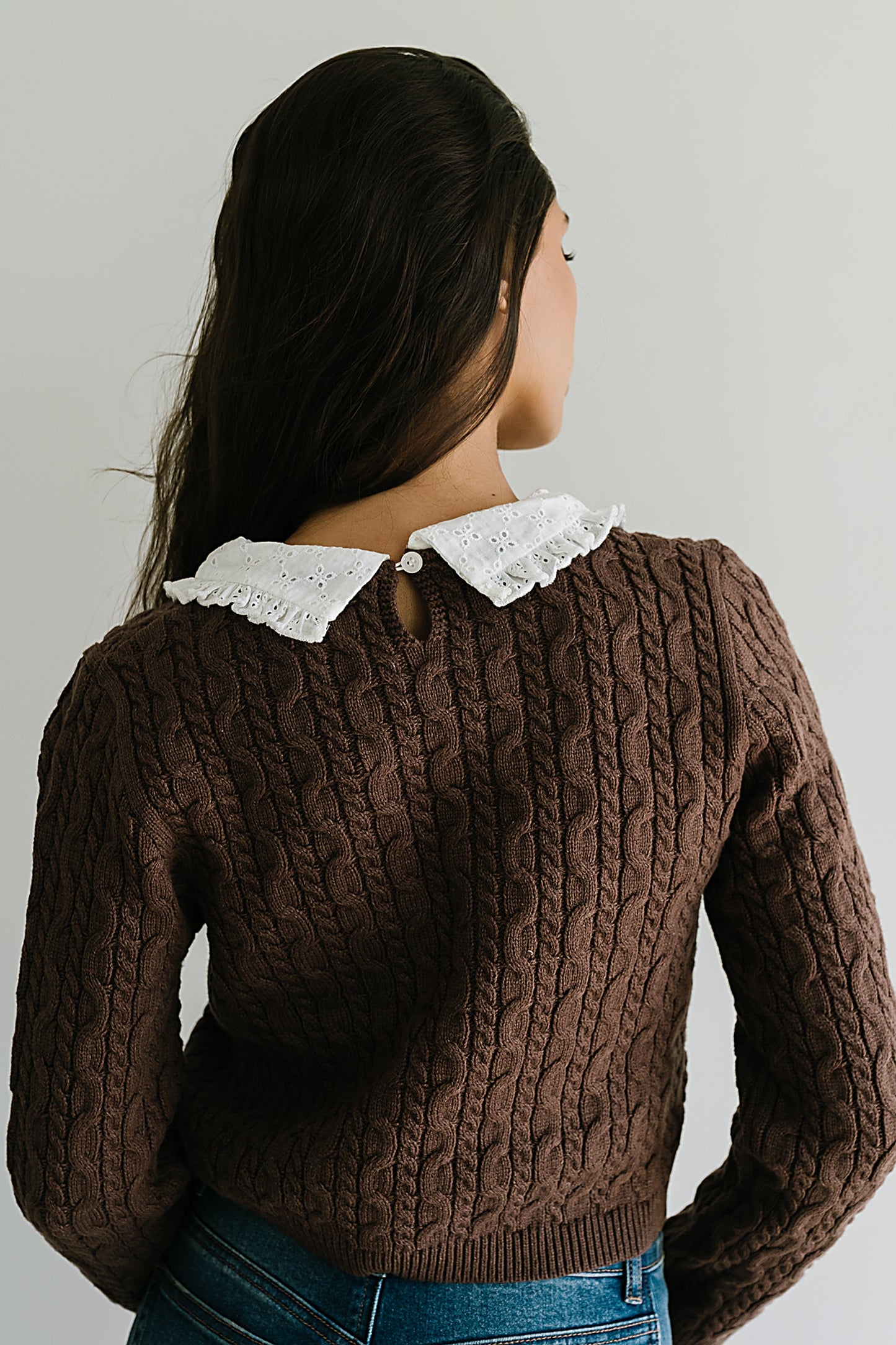 Hayley Collared Sweater in Brown - FINAL SALE