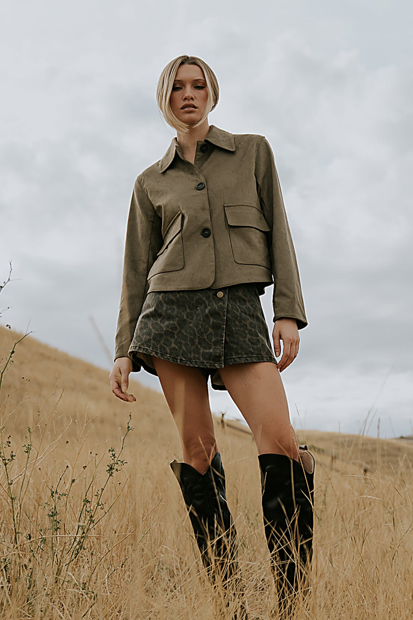 Aden Suede Jacket in Olive - FINAL SALE