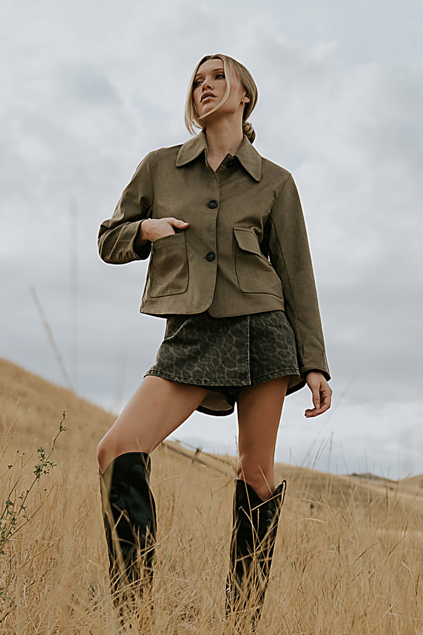 Aden Suede Jacket in Olive - FINAL SALE