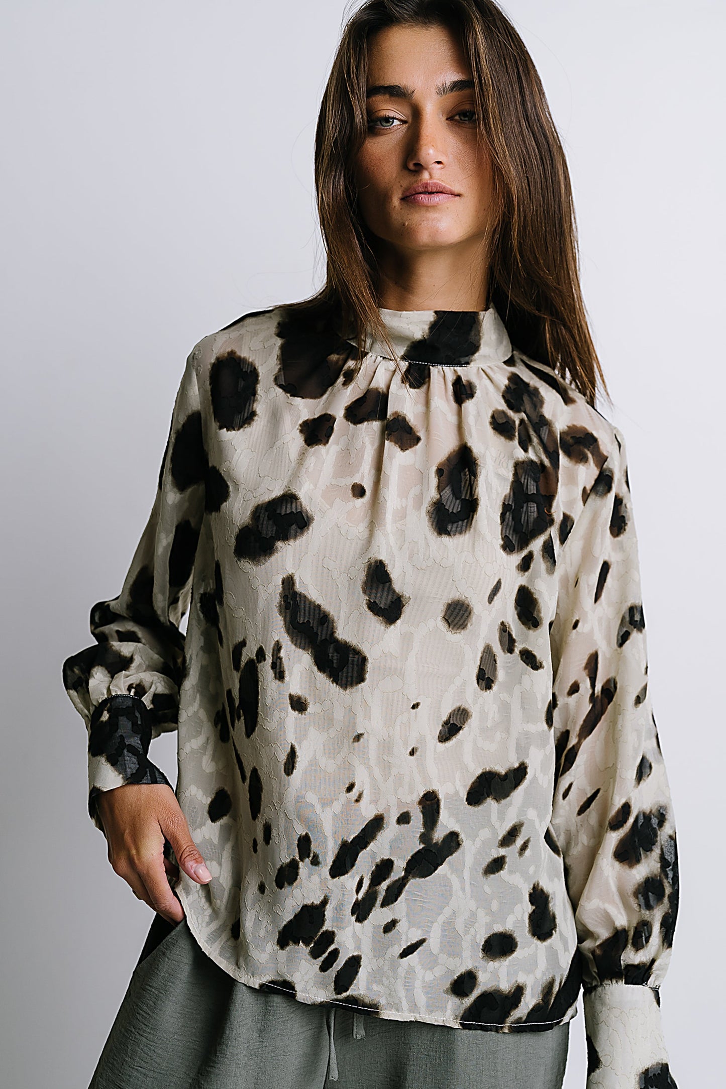 Camille Sheer Blouse in Ivory - FINAL SALE