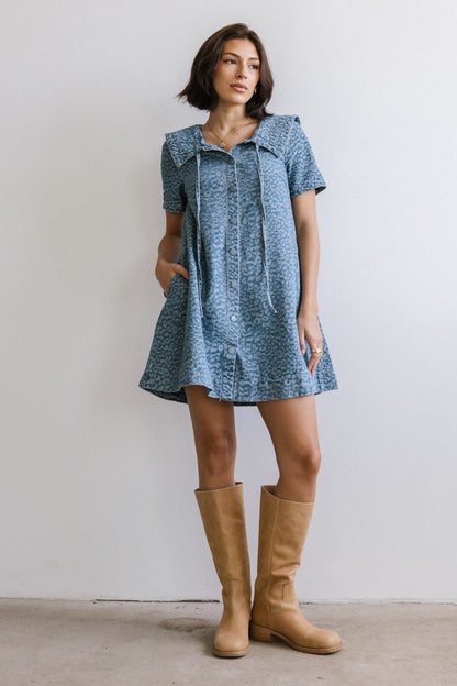 Camryn Collared Baby Doll Dress in Medium Wash - FINAL SALE