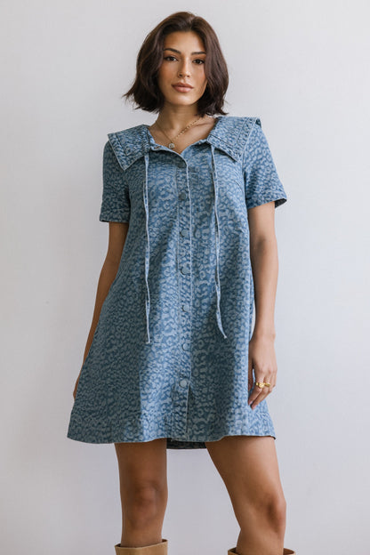 Camryn Collared Baby Doll Dress in Medium Wash - FINAL SALE