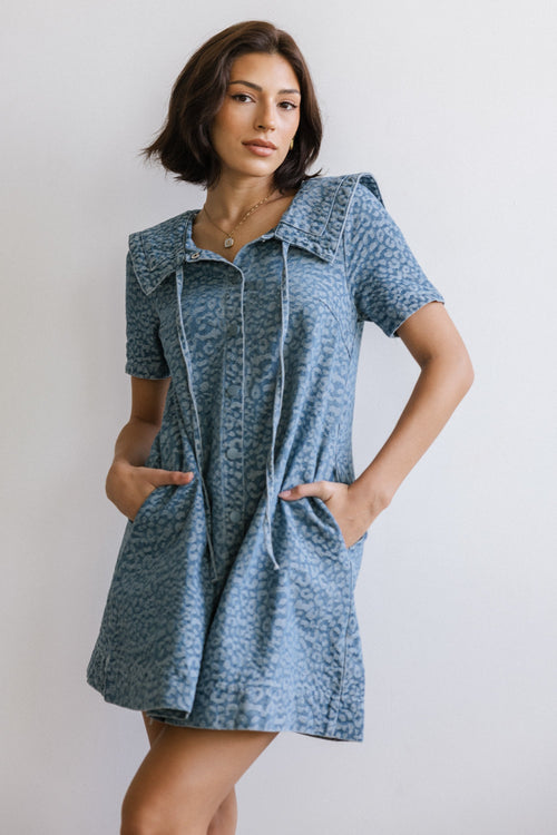 Camryn Collared Baby Doll Dress in Medium Wash - FINAL SALE