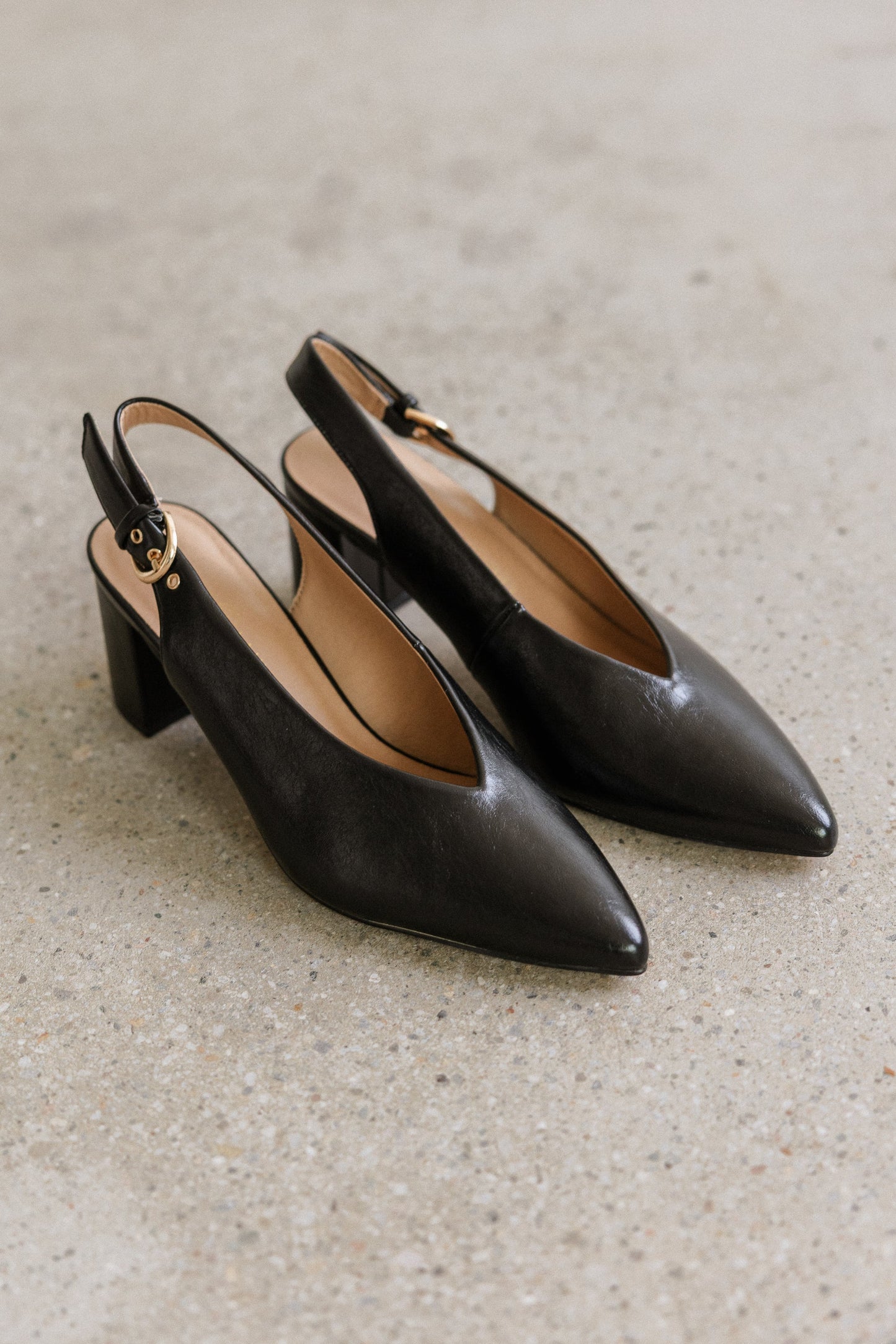 Candice Slingback Heels in Black - FINAL SALE